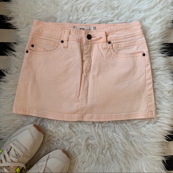 peach denim mini jean skirt by Chor cotton stretch - Picture 6 of 10